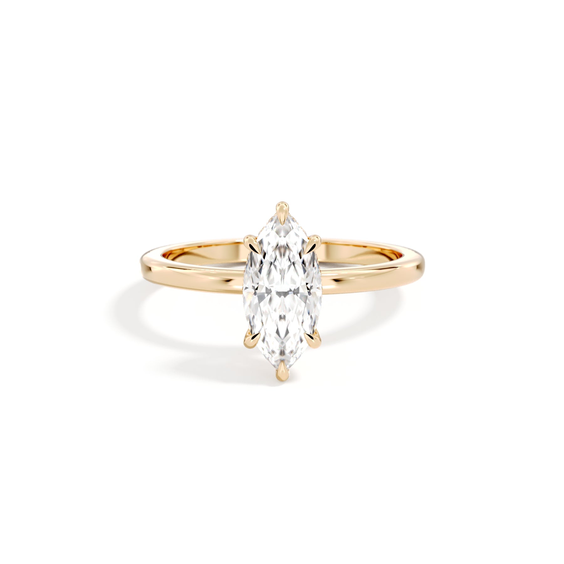 The Marina marquise-cut lab-grown diamond ring in 18K yellow gold, front view