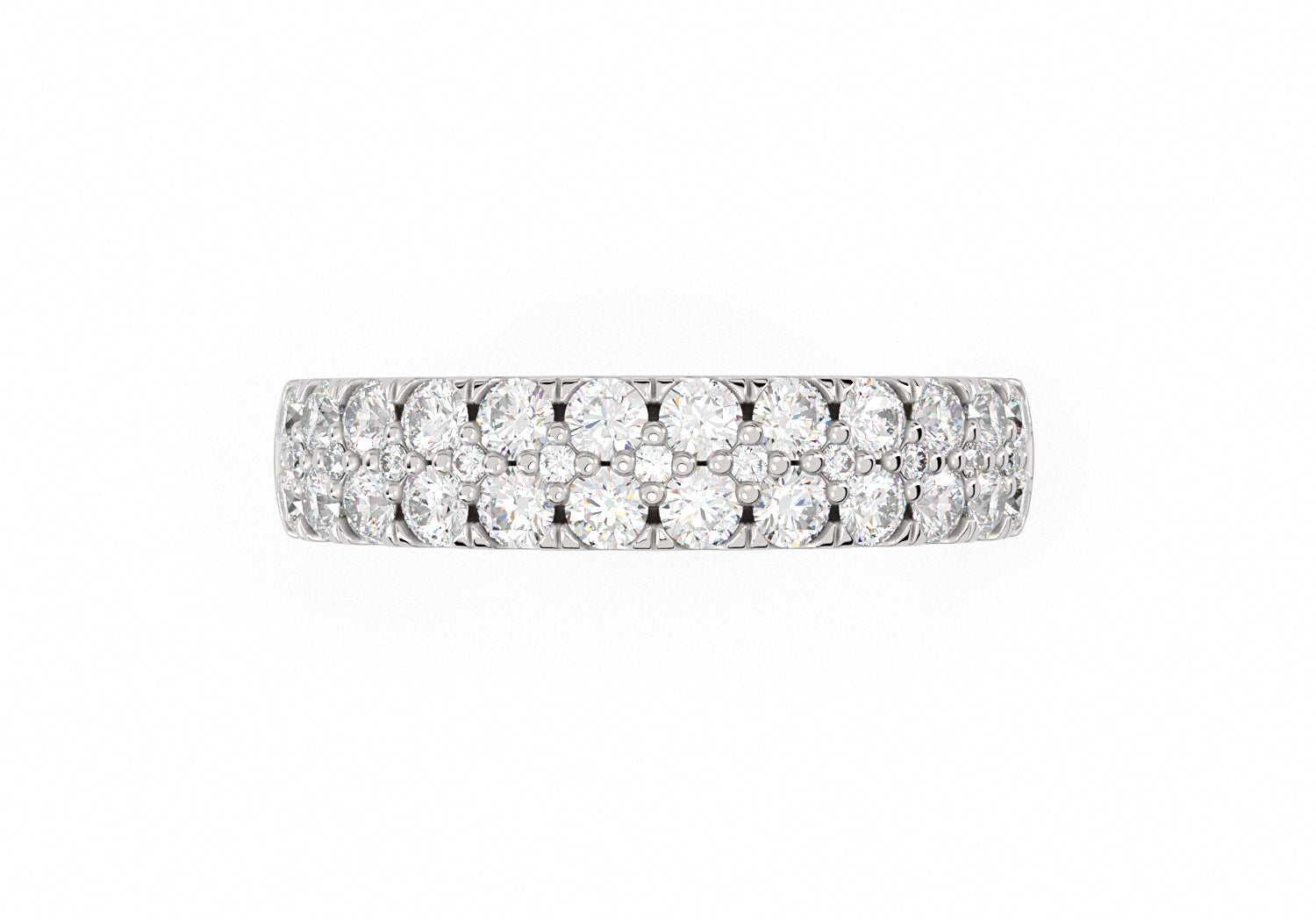 The Eva lab-grown diamond pave band in 18K white gold, top view