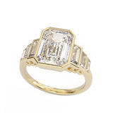 The Valencia 18K Yellow Gold: Emerald-Cut Tapered baguette Lab-Grown Diamond Art Deco Ring