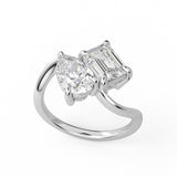 The Nova: 18K Yellow Gold Pear & Emerald-Cut Lab-Grown Diamond Toi et Moi Ring