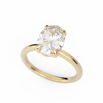 The Georgina oval-cut lab-grown diamond solitaire ring in 18K yellow gold, three-quarter view