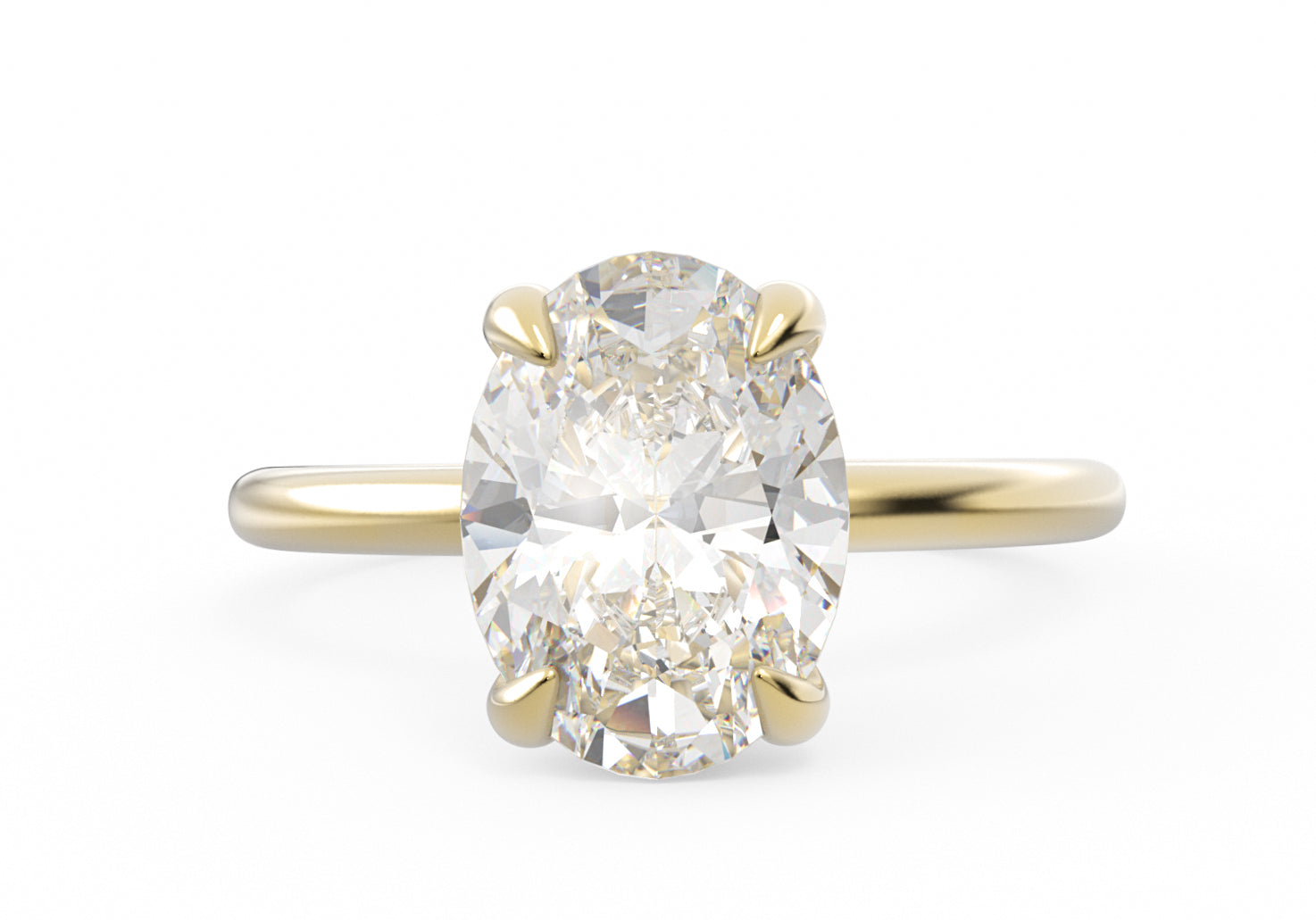 The Georgina oval-cut lab-grown diamond solitaire ring in 18K yellow gold, top view