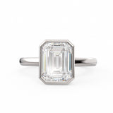 The Bea 18K White Gold: Emerald-Cut Lab-Grown Diamond Bezel Ring