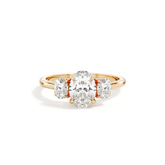 The Aurelia three-stone trilogy lab-grown diamond ring in 18K yellow gold, front view