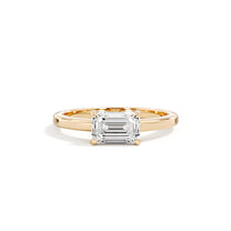The Celina east-west emerald-cut lab-grown diamond ring in 18K yellow gold, top view
