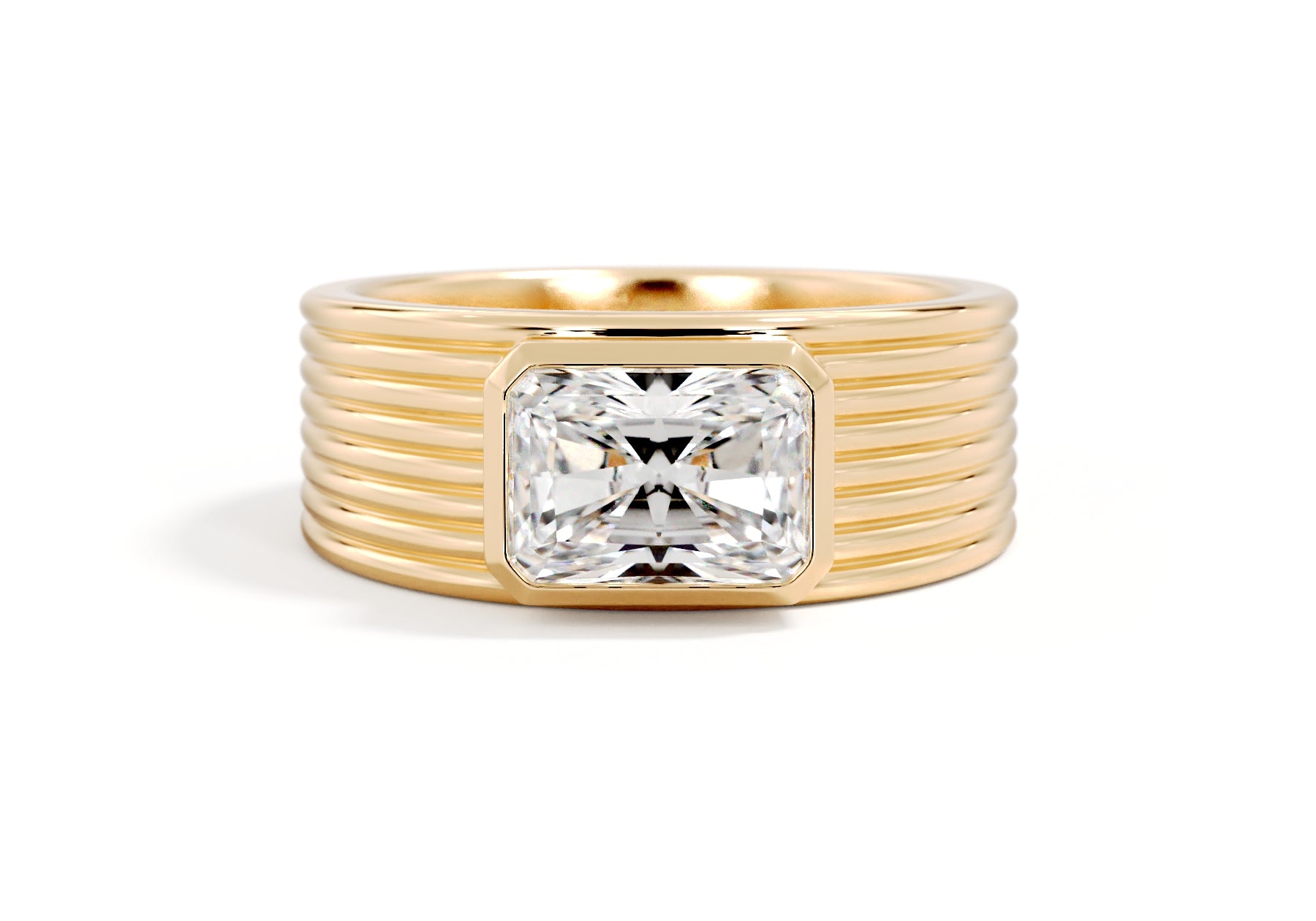 The Roma radiant-cut lab-grown diamond signet ring in 18K yellow gold, front view