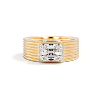 The Roma radiant-cut lab-grown diamond signet ring in 18K yellow gold, front view