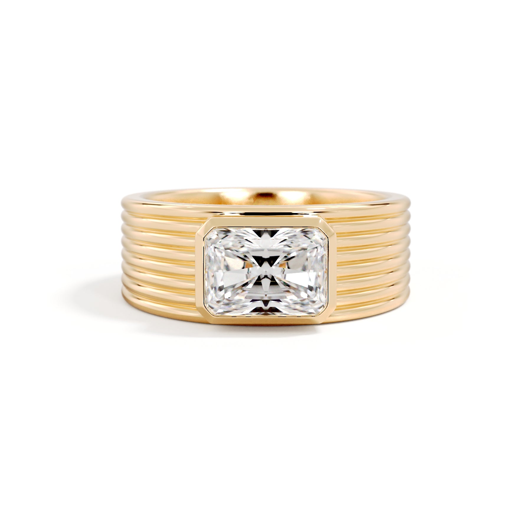 The Roma radiant-cut lab-grown diamond signet ring in 18K yellow gold, front view