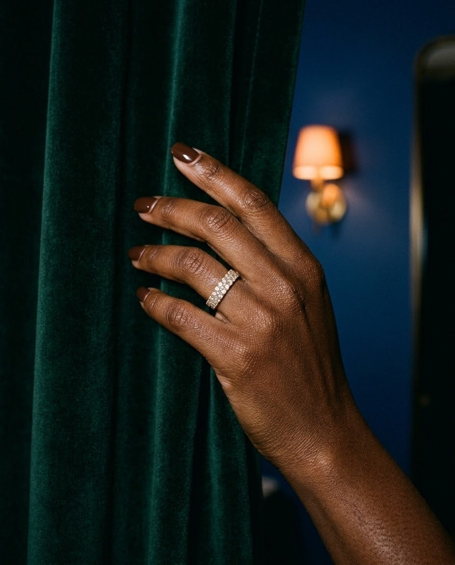 The Eva ring worn on the hand, lifestyle photo