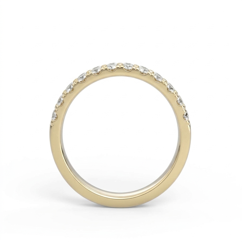 The Eva lab-grown diamond pave band in 18K yellow gold, front view