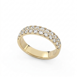 The Eva lab-grown diamond pave band in 18K yellow gold, three-quarter view