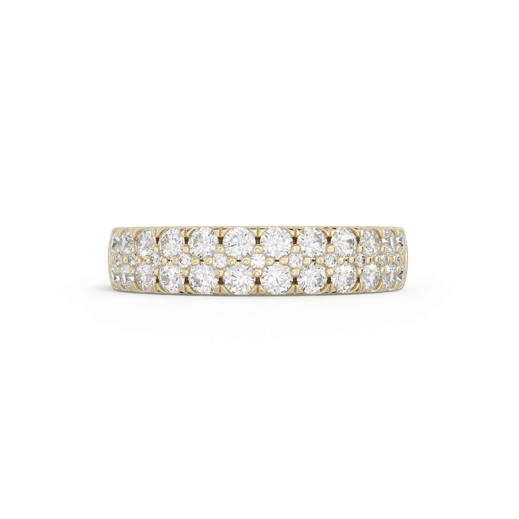 The Eva lab-grown diamond pave band in 18K yellow gold, top view