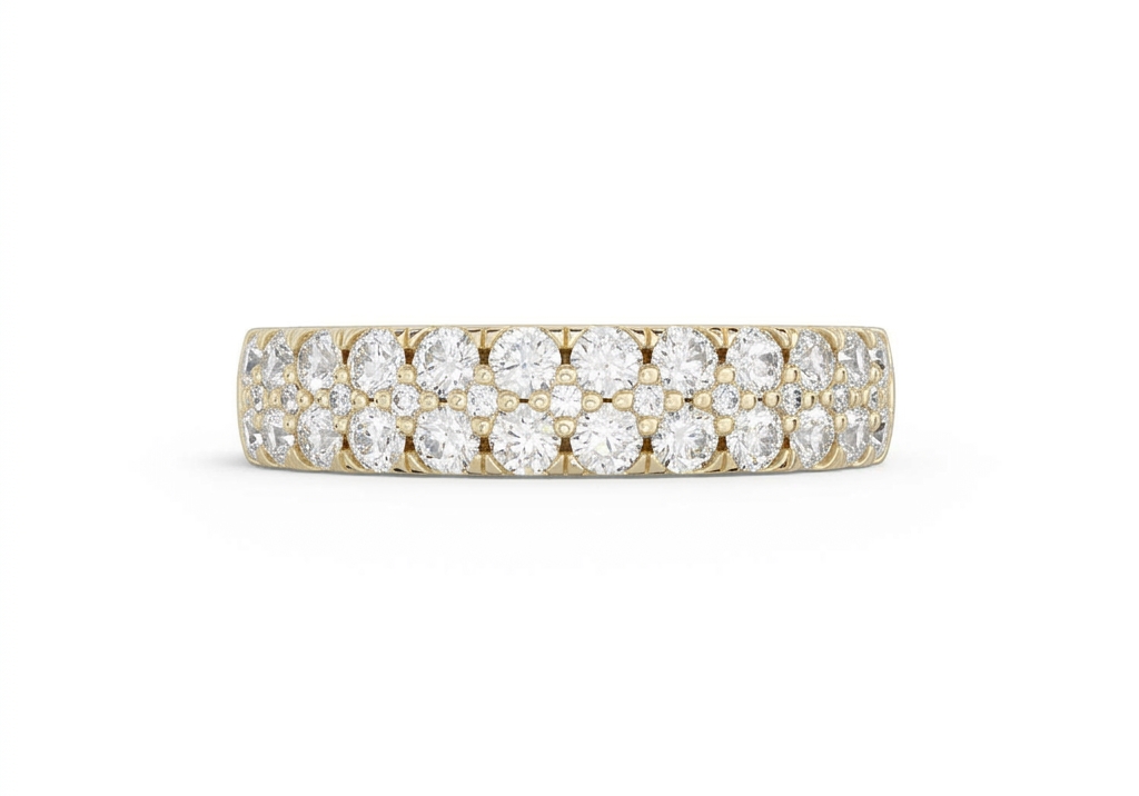 The Eva lab-grown diamond pave band in 18K yellow gold, top view