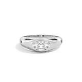 The Sora 18K White Gold: Oval-Cut Lab-Grown Diamond Signet Ring | 18K Gold or Platinum