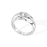 The Sora 18K White Gold: Oval-Cut Lab-Grown Diamond Signet Ring | 18K Gold or Platinum